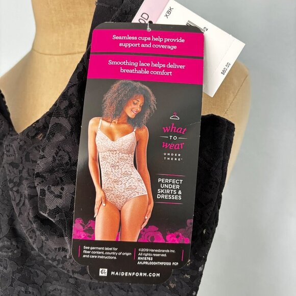 Maidenform Body Shaper Built in Bra Firm Control Lace Black 40D NWT $60 - Picture 3 of 11